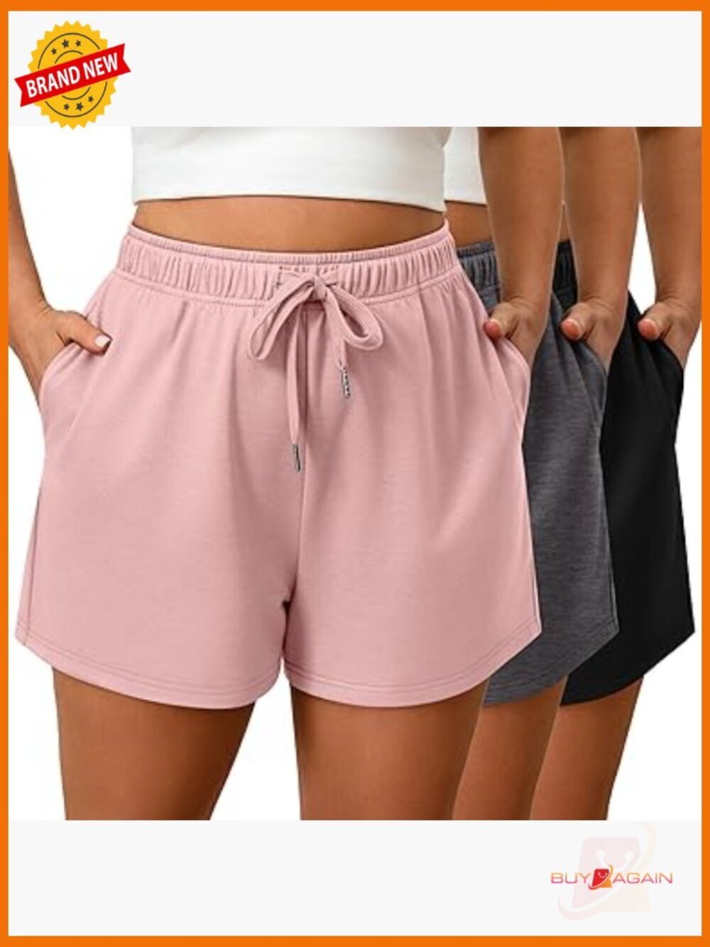 3 Pack Plus Size Women's Drawstring Sweat Shorts Athletic Workout Lounge with